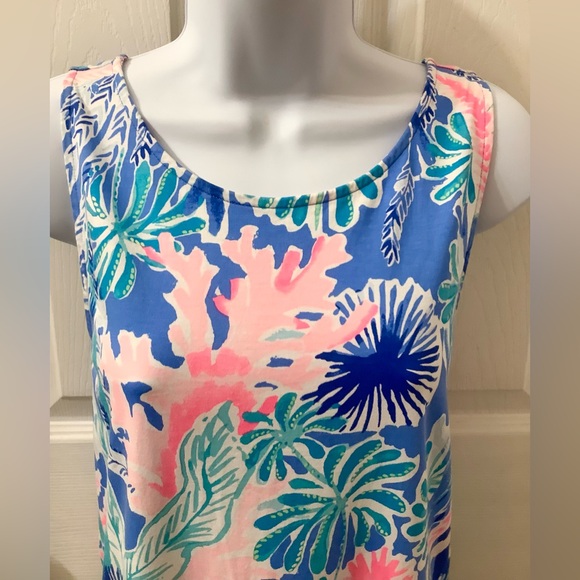 EUC Lilly Pulitzer Kristen Swing Dress Multi Jet Stream Lattice Blue Pink - L - Picture 6 of 12